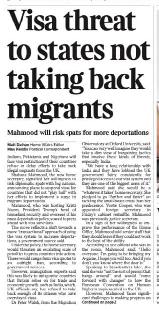 French political turmoil and UK migrant row dominate front pages today