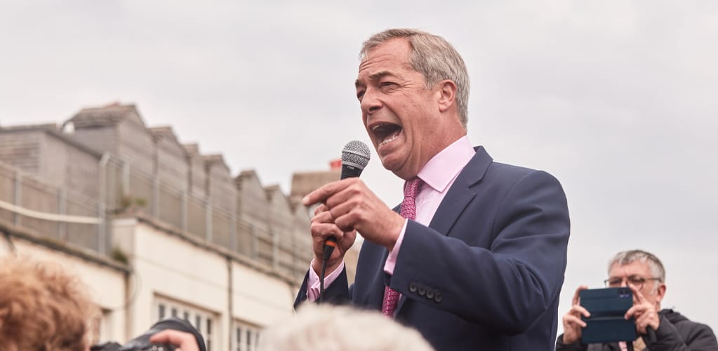 Farage targets teachers as protest disrupts Reform rally